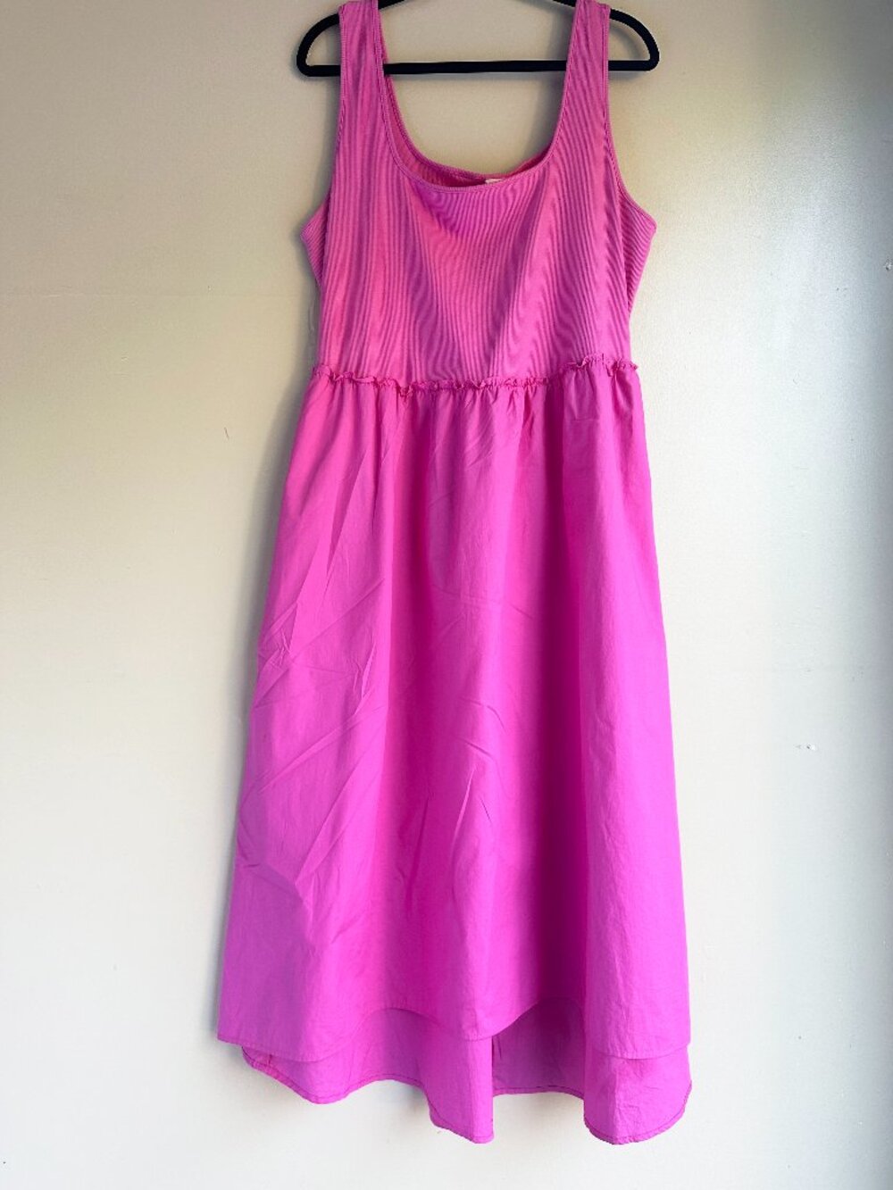Universal Thread Hot Pink Ribbed Bodice Drop-Waist Midi Dress Sz XXL
